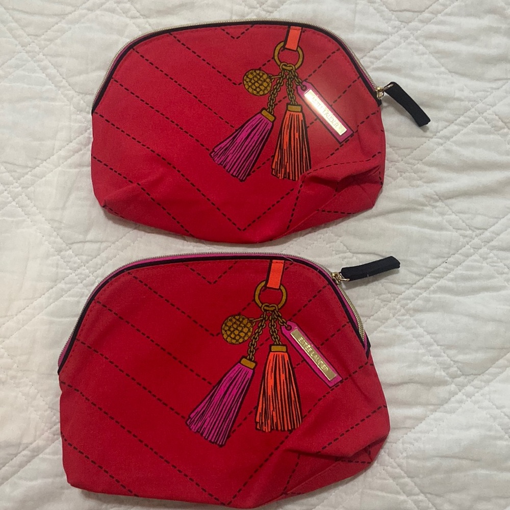 Two New Estée Lauder cosmetics pouch bags with zipper.